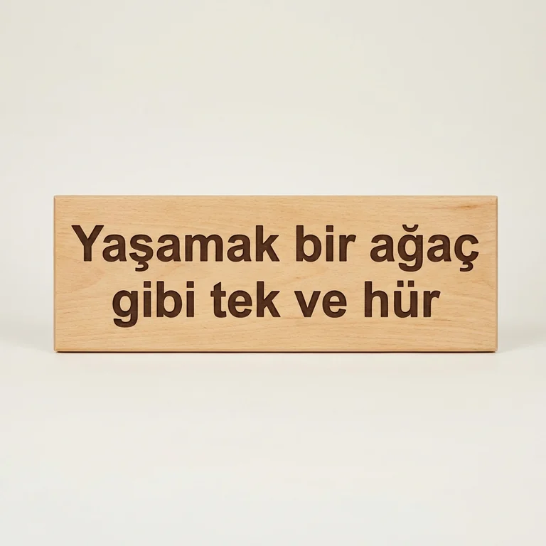 Generated image intended to read Yaşamak bir ağaç gibi tek ve hür