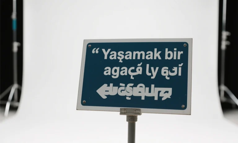 Generated image intended to read Yaşamak bir ağaç gibi tek ve hür